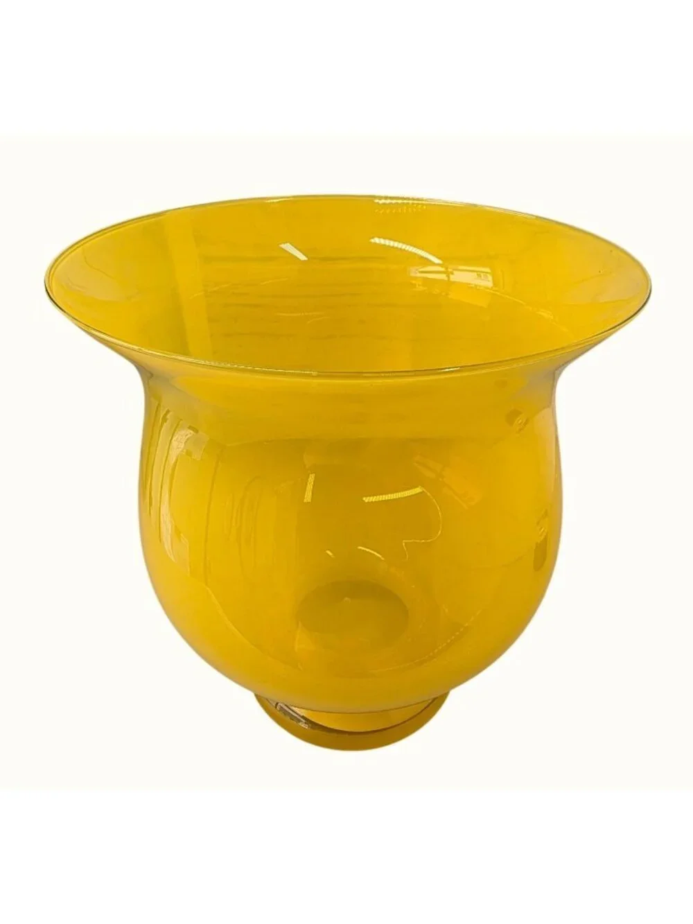 Crate & Barrel Amber Glass Vase Gold Yellow Poland Art Glass Flare Pedestal 11”